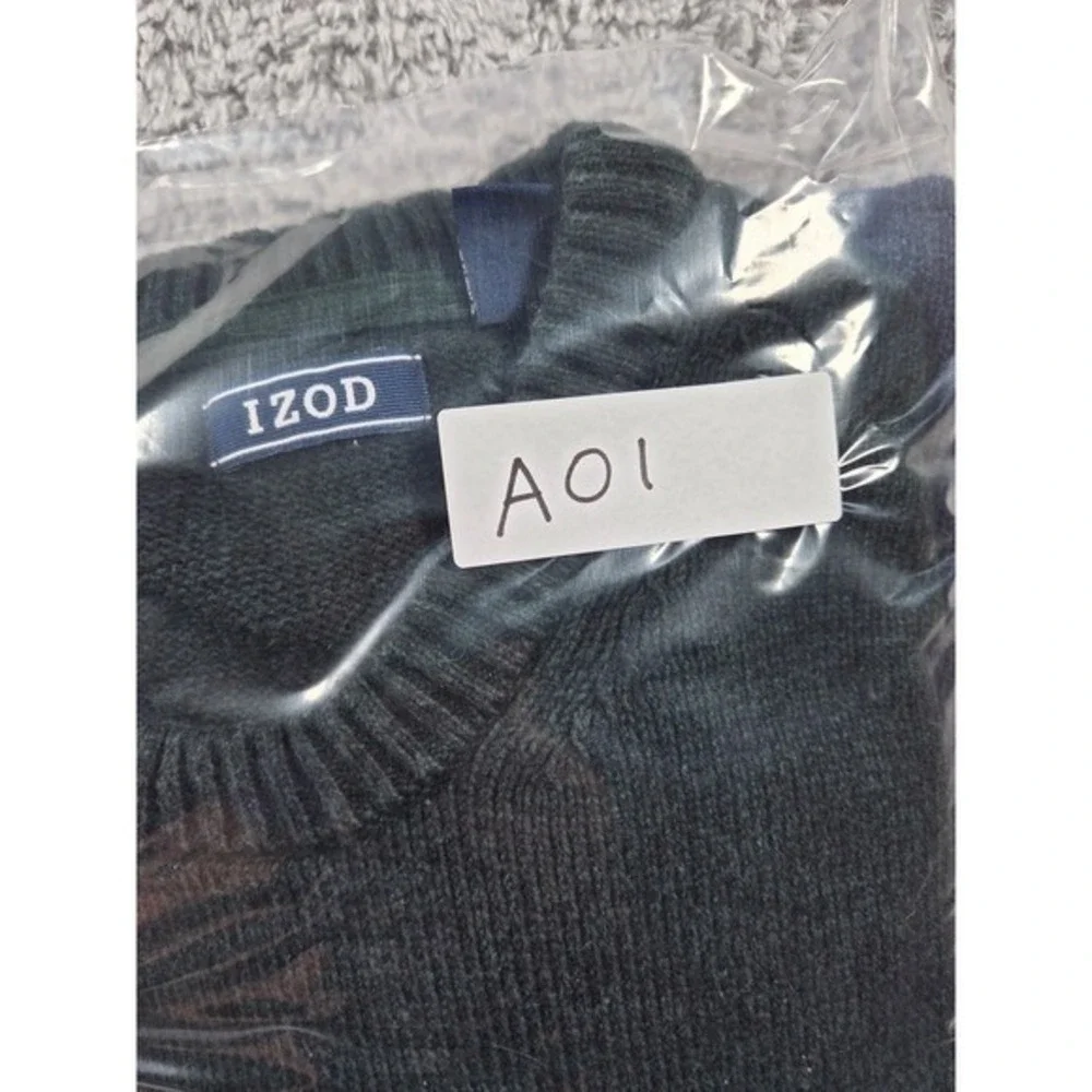 IZOD Mens Large‎ Green Navy Gray Stripe Crew Neck Long Sleeve Sweater L